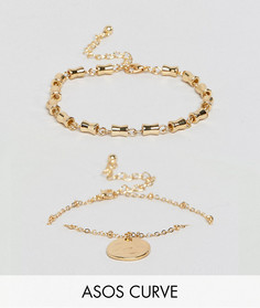Набор из 2 браслетов ASOS CURVE - Золотой