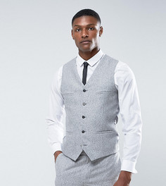 Жилет облегающего кроя из твида в крапинку Noak TALL - Серый