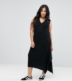 Вязаное платье с V-образным вырезом ASOS CURVE - Черный