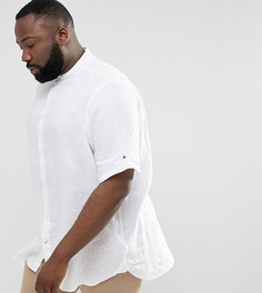 Белая узкая льняная рубашка с короткими рукавами Tommy Hilfiger PLUS - Белый
