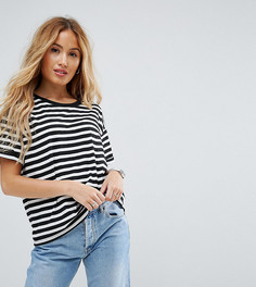 Полосатая футболка с отворотами на рукавах ASOS PETITE - Мульти