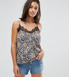 Топ со звериным принтом и кружевной отделкой ASOS PETITE - Мульти