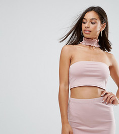 Топ с оборкой на шее ASOS PETITE - Розовый