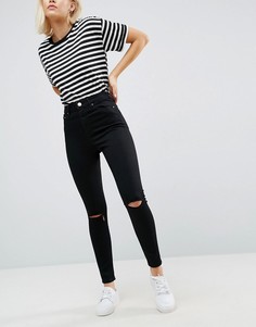 Рваные черные джинсы скинни ASOS Ridley - Черный