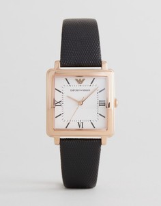 Часы с черным кожаным ремешком Emporio Armani AR11067 - Черный