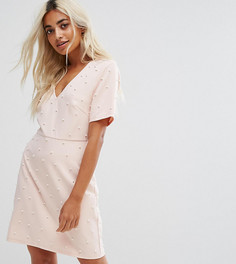 Платье с искусственным жемчугом Fashion Union Petite - Розовый