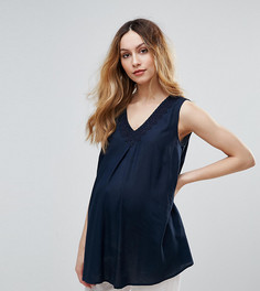 Свободный топ с ажурной отделкой Mamalicious Maternity - Темно-синий Mama.Licious
