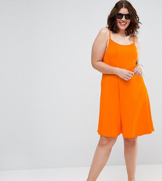 Свободное платье мини в рубчик ASOS CURVE - Оранжевый