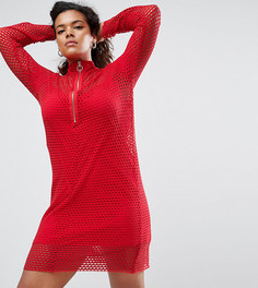 Платье мини с высоким воротом ASOS CURVE - Красный