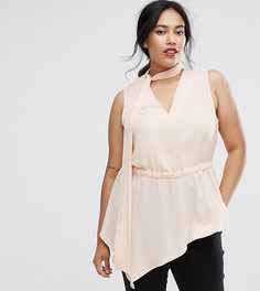 Асимметричный топ без рукавов с шарфом ASOS CURVE - Розовый