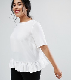 Тканая футболка с оборкой по краю ASOS CURVE - Белый