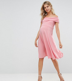 Короткое приталенное платье для беременных ASOS Maternity - Розовый