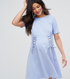Короткое приталенное платье со шнуровкой ASOS Maternity - Синий