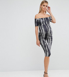 Платье с открытыми плечами и принтом ASOS Maternity - Черный