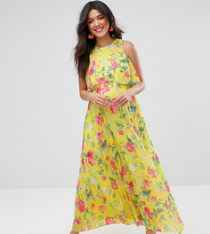 Платье макси с юбкой плиссе и цветочным принтом ASOS Maternity - Желтый