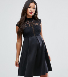 Короткое приталенное платье с высоким воротом ASOS Maternity - Черный