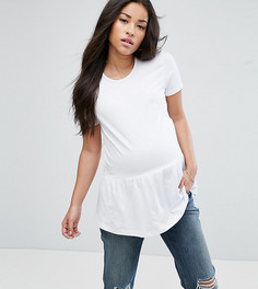 Топ с короткими рукавами и широкой оборкой ASOS Maternity PETITE - Розовый