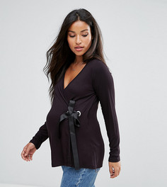 Топ с запахом и крупными люверсами ASOS Maternity NURSING - Черный