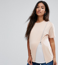 Футболка с молнией ASOS Maternity NURSING - Розовый
