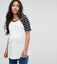 Футболка с рукавами реглан в полоску ASOS Maternity NURSING - Белый