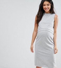 Двухслойное трикотажное платье для беременных и кормящих ASOS Maternity - Серый