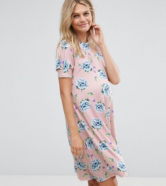 Свободное платье с пышными рукавами и цветочным принтом ASOS Maternity PETITE - Мульти