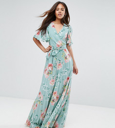 Платье макси с цветочным принтом и плиссировкой ASOS TALL - Мульти