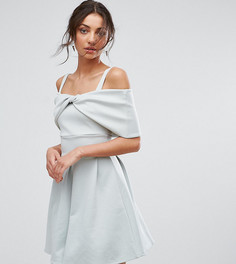 Короткое приталенное платье с открытыми плечами и эффектом банта ASOS TALL - Красный