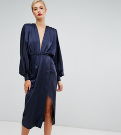 Платье миди с длинными рукавами ASOS TALL - Синий
