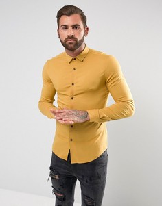 Приталенная рубашка из вискозы горчичного цвета ASOS - Желтый