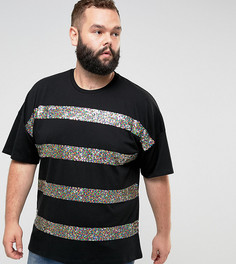 Оверсайз-футболка с полосками из пайеток ASOS PLUS - Черный