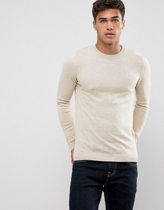Обтягивающий хлопковый джемпер ASOS - Бежевый