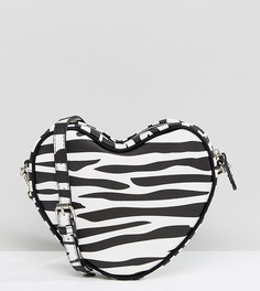Эксклюзивная сумка через плечо в форме сердца с принтом в зебру Lazy Oaf - Черный