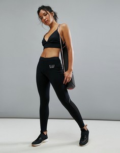 Леггинсы с сетчатыми вставками и карманом Elle Sport - Черный
