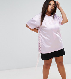 Атласная удлиненная футболка со шнуровкой Puma эксклюзивно для ASOS Plus - Фиолетовый