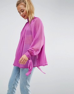 Свободная блузка с высоким воротником ASOS - Фиолетовый