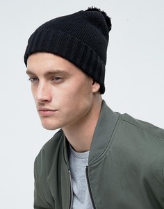 Черная шапка с помпоном ASOS - Черный