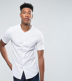 Зауженная рубашка в бейсбольном стиле с полосками ASOS TALL - Темно-синий