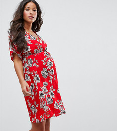 Платье миди с цветочным принтом New Look Maternity - Красный