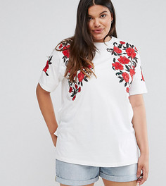Футболка с цветочной вышивкой ASOS CURVE - Мульти