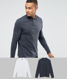 2 трикотажных поло с длинными рукавами ASOS - СКИДКА - Мульти