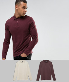 2 трикотажных поло с длинными рукавами ASOS - СКИДКА - Мульти