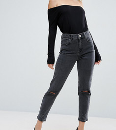 Черные узкие джинсы в винтажном стиле с рваной отделкой ASOS PETITE Farleigh - Черный