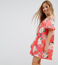 Сарафан с открытыми плечами и цветочным принтом ASOS PETITE - Мульти