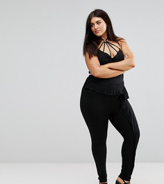 Брюки из ткани понте с рюшами ASOS CURVE - Черный