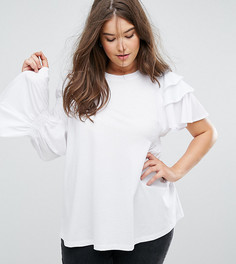 Футболка с оборками ASOS CURVE - Белый
