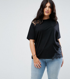 Футболка с кружевом ASOS CURVE - Черный