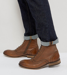 Светло-коричневые кожаные ботинки-броги для широкой стопы с молниями и шнуровкой ASOS - Рыжий