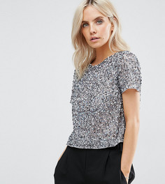 Футболка с отделкой ASOS PETITE - Серебряный