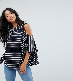 Топ в полоску с вырезами на плечах ASOS PETITE - Мульти